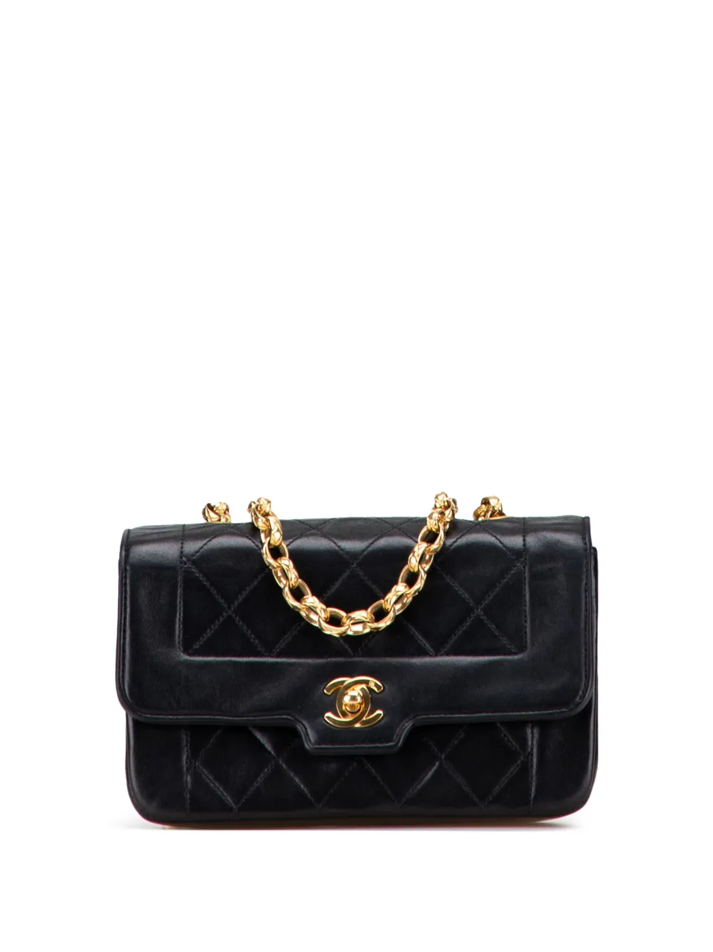 CHANEL Pre-Owned Borsa a tracolla mini in pelle di agnello trapuntata con battente 1989-1991 - Nero