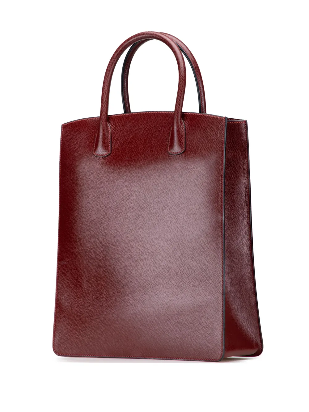 Pre-owned Hermes 2003 Courchevel White Bus 30 Tote Bag In Red