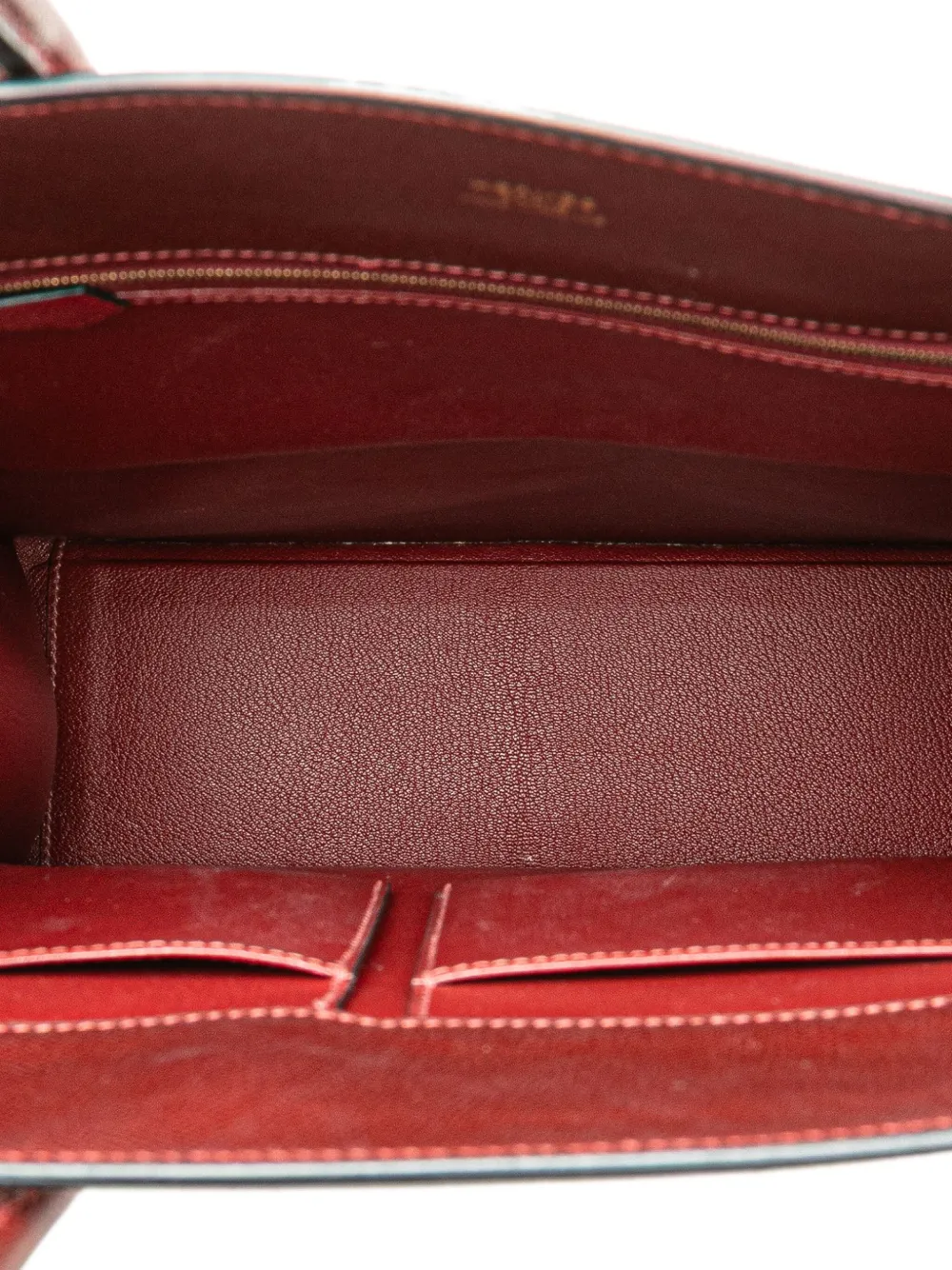 Pre-owned Hermes 2003 Courchevel White Bus 30 Tote Bag In Red