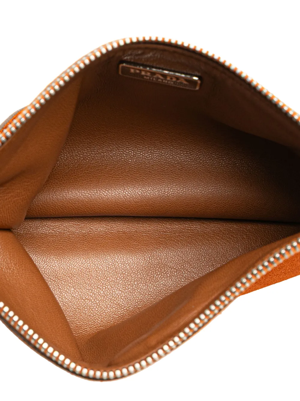Pre-owned Prada 2000-2025 Suede Pochette Shoulder Bag In Orange
