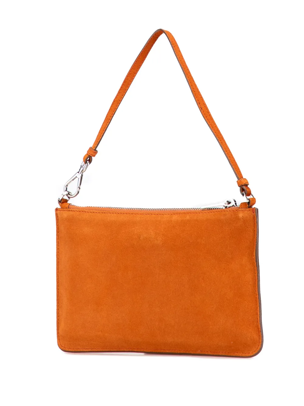Pre-owned Prada 2000-2025 Suede Pochette Shoulder Bag In Orange