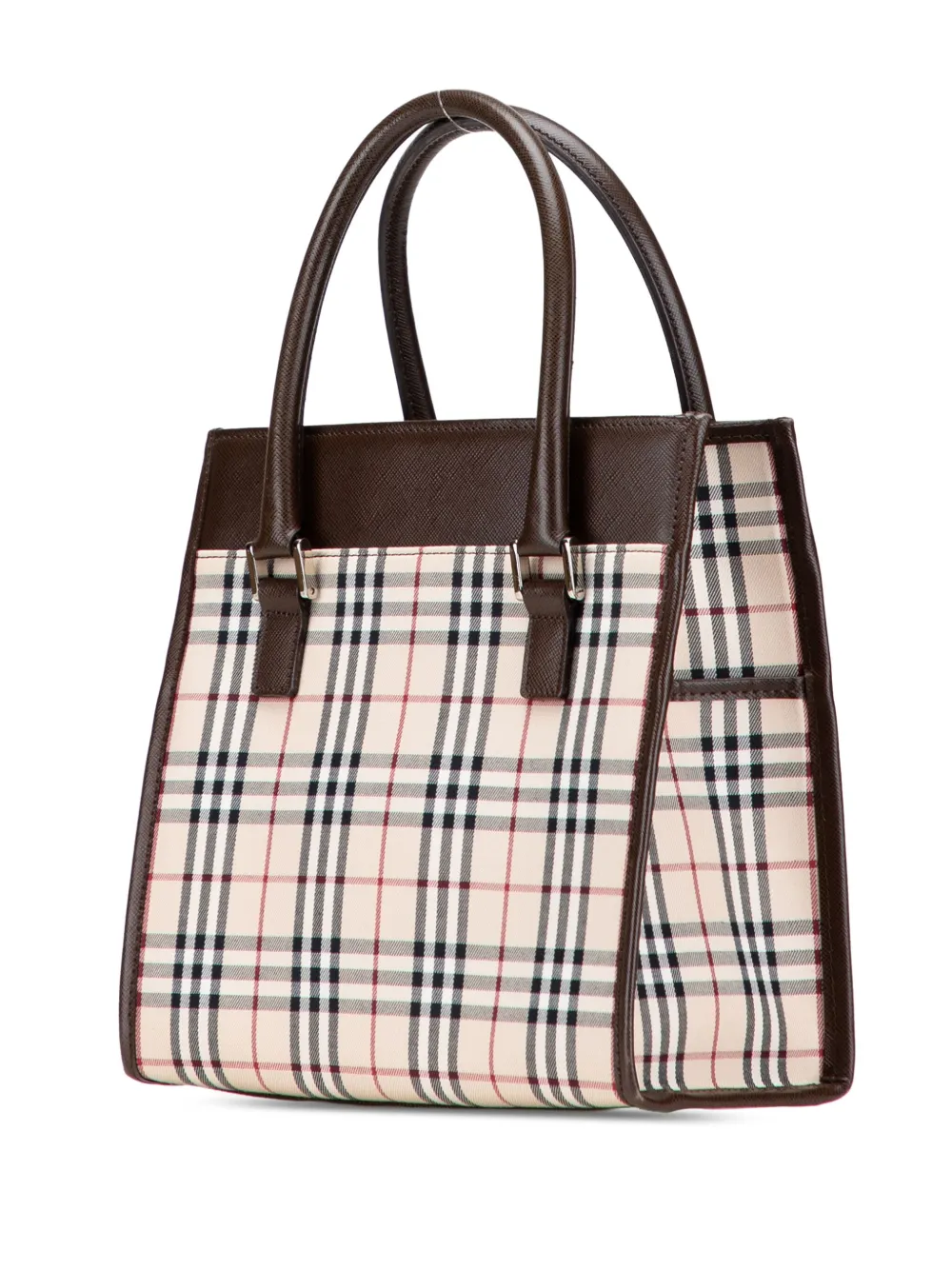 Pre-owned Burberry 2000-2017 House Check Canvas Handbag In Brown