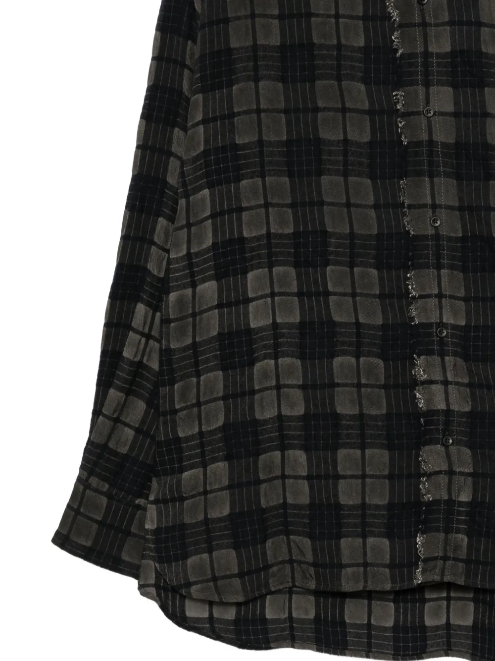 Uma Wang Geruit overhemd met gerafelde afwerking Blauw