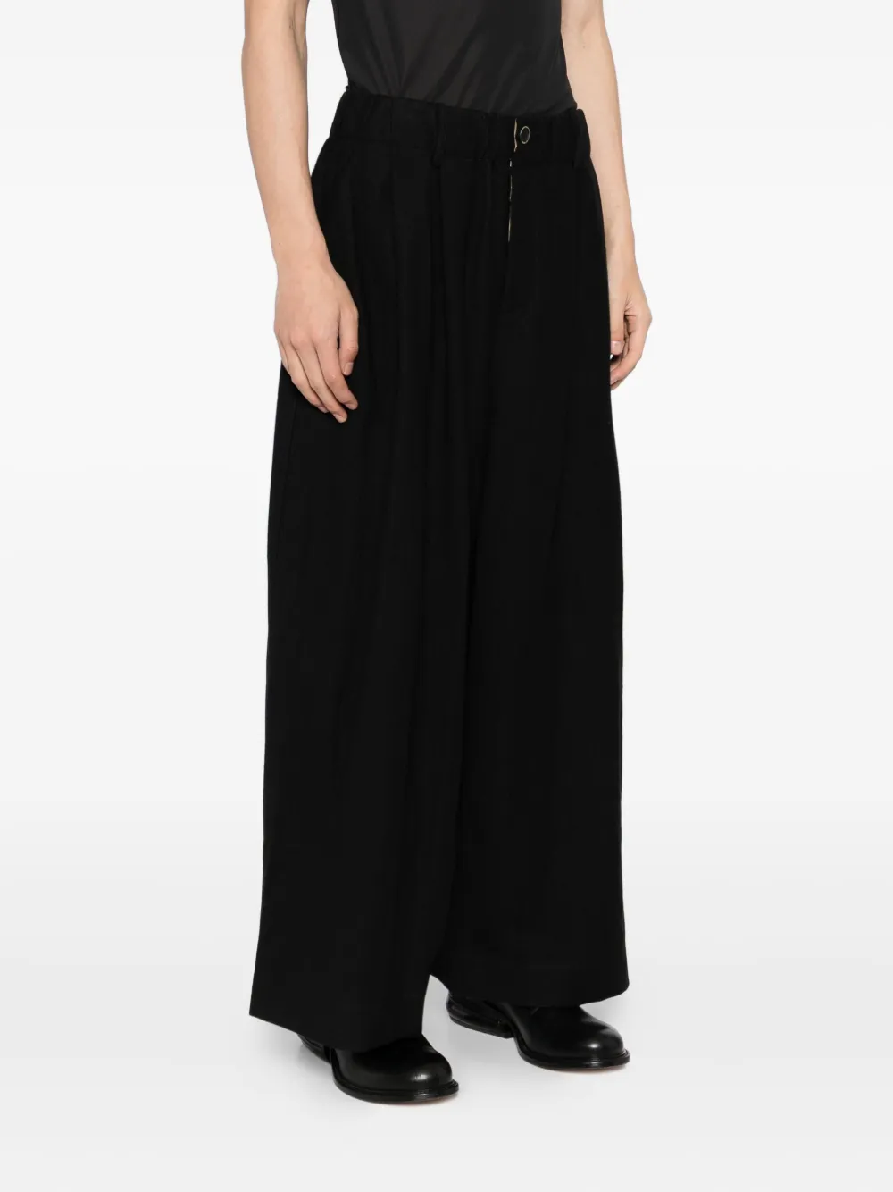 Uma Wang Plooibroek met wijde pijpen Zwart