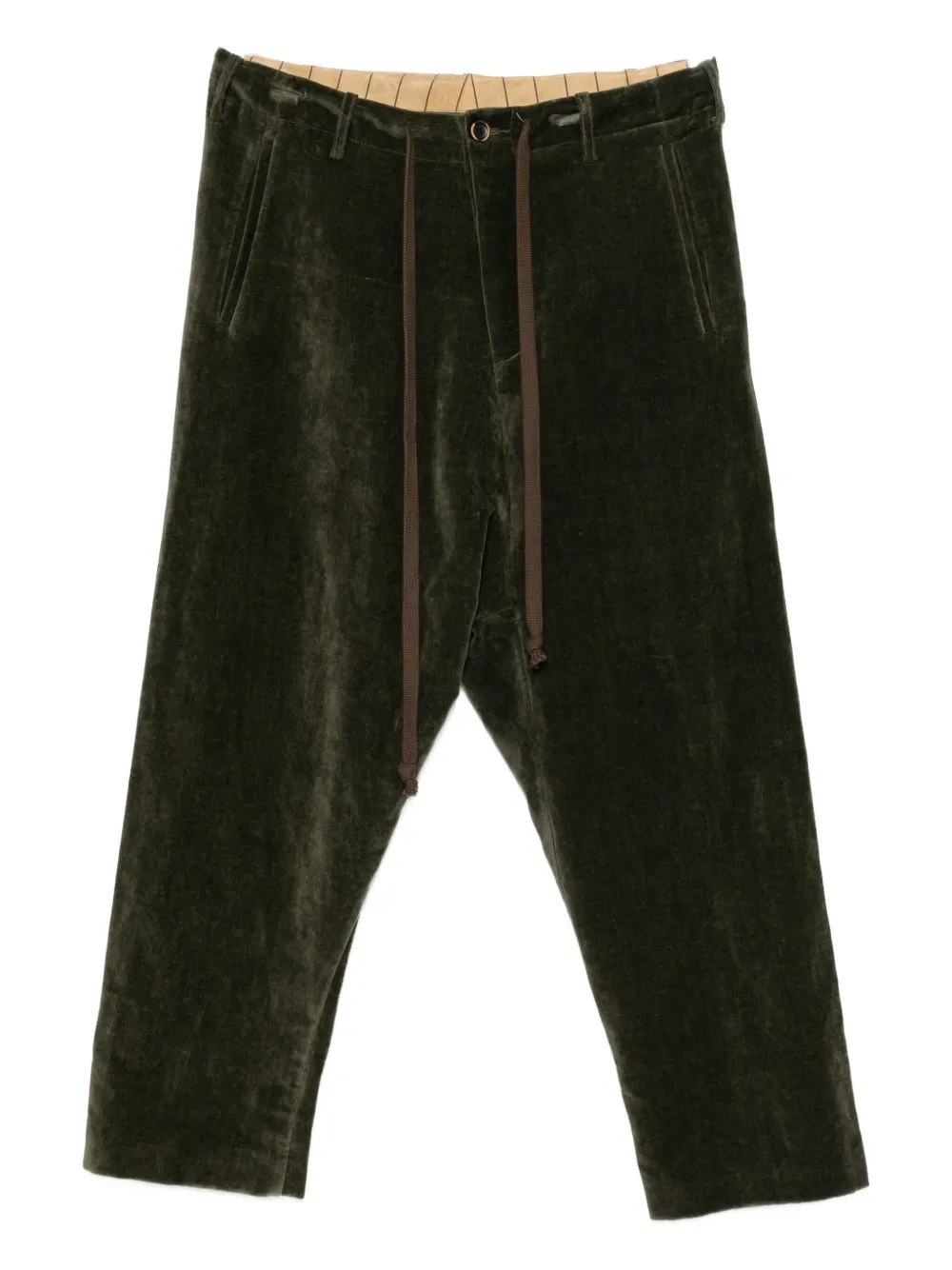 Uma Wang Velvet Drop-crotch Trousers In Green