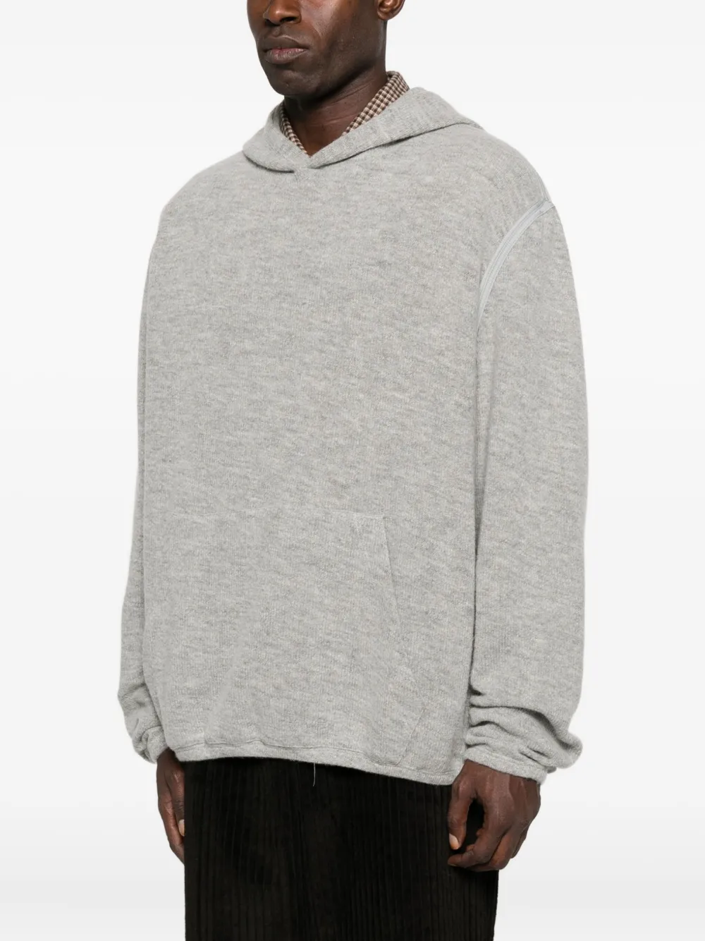 1989 Studio Knitted Hoodie With Hood And Kangaroo Pocket In Gray
