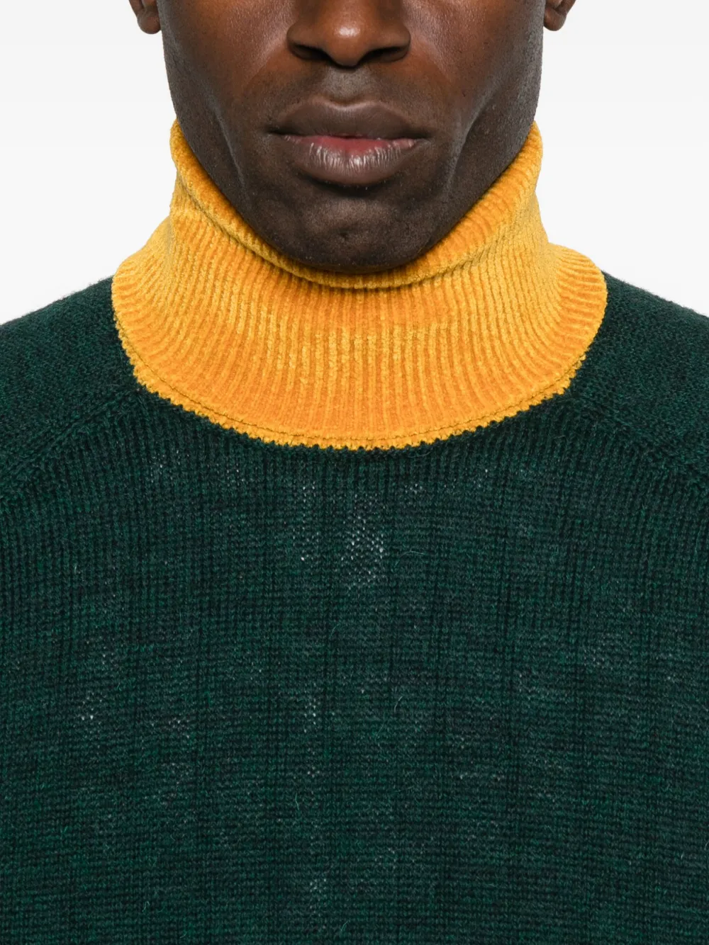 1989 Studio Green And Yellow Turtleneck Sweater In Green