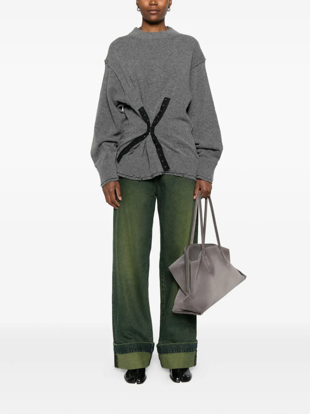 Federico Cina Raw-edge Sweater In Gray