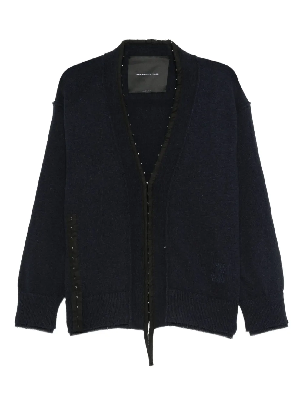FEDERICO CINA cardigan en coton à effet usé | bleu | Image 1