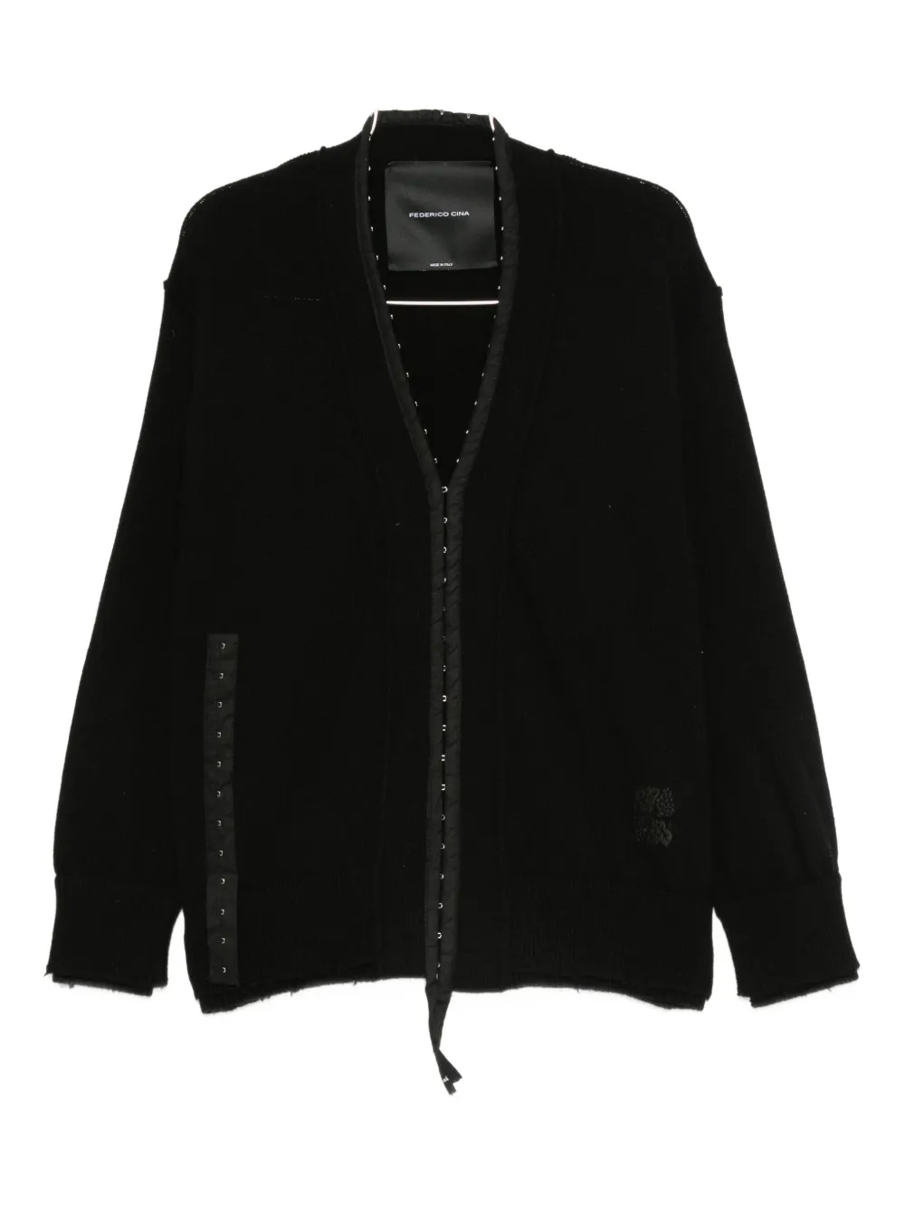 FEDERICO CINA distressed cotton cardigan | Black | Image 1