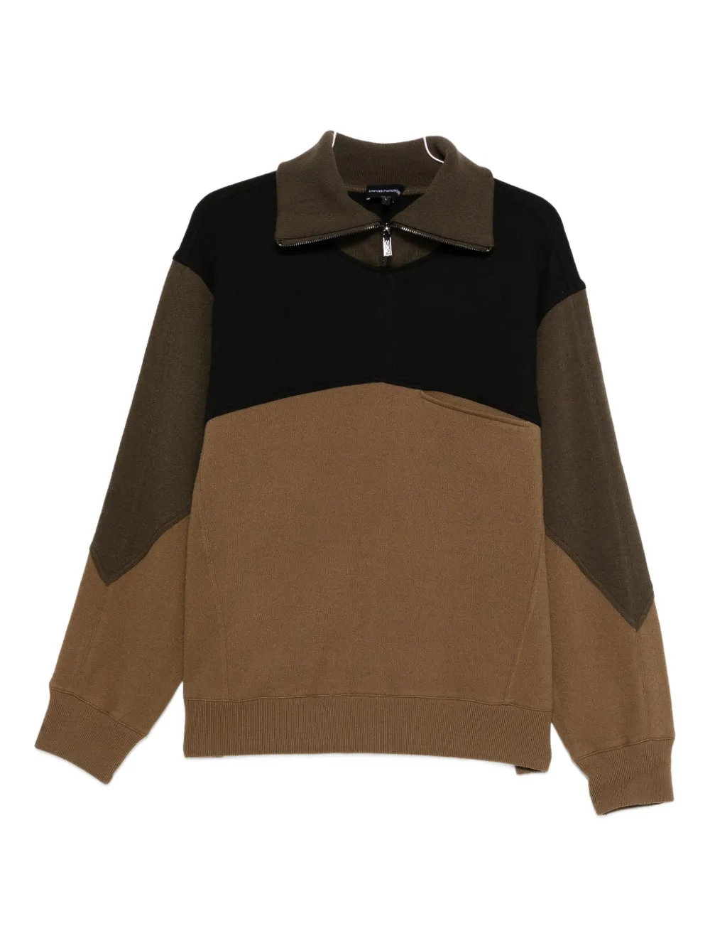 Emporio Armani Colour-block Zip-up Sweatshirt In Brown