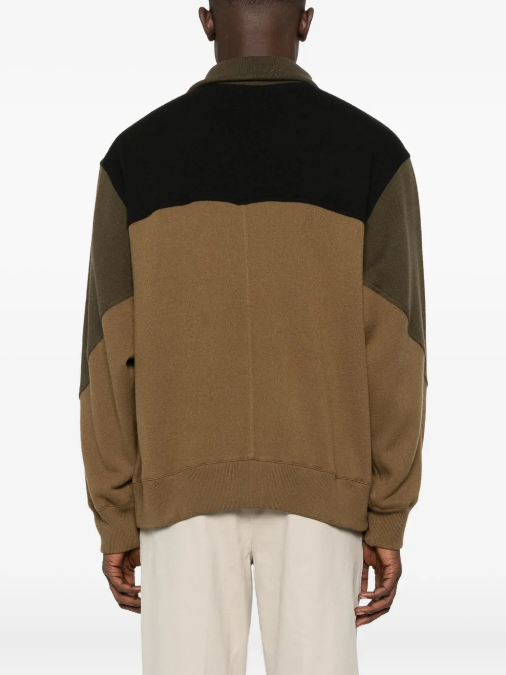 Emporio Armani Colour-block Zip-up Sweatshirt In Brown