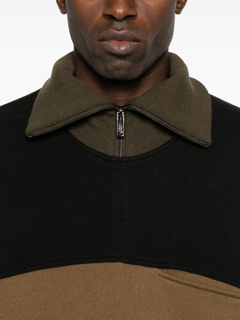 Emporio Armani Colour-block Zip-up Sweatshirt In Brown