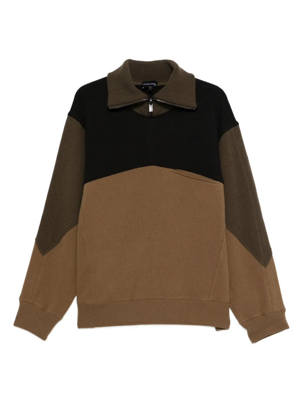 Emporio Armani ジップアップ スウェットシャツ - ブラウン Emporio Armani ジップアップ スウェットシャツ - ブラウン