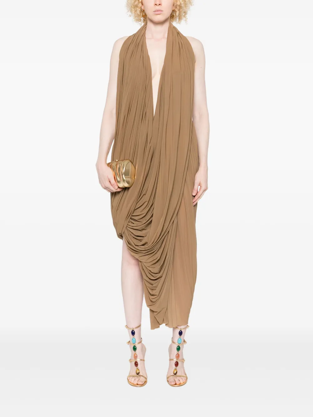 Magda Butrym Mini-jurk met halternek en stiksel - Beige