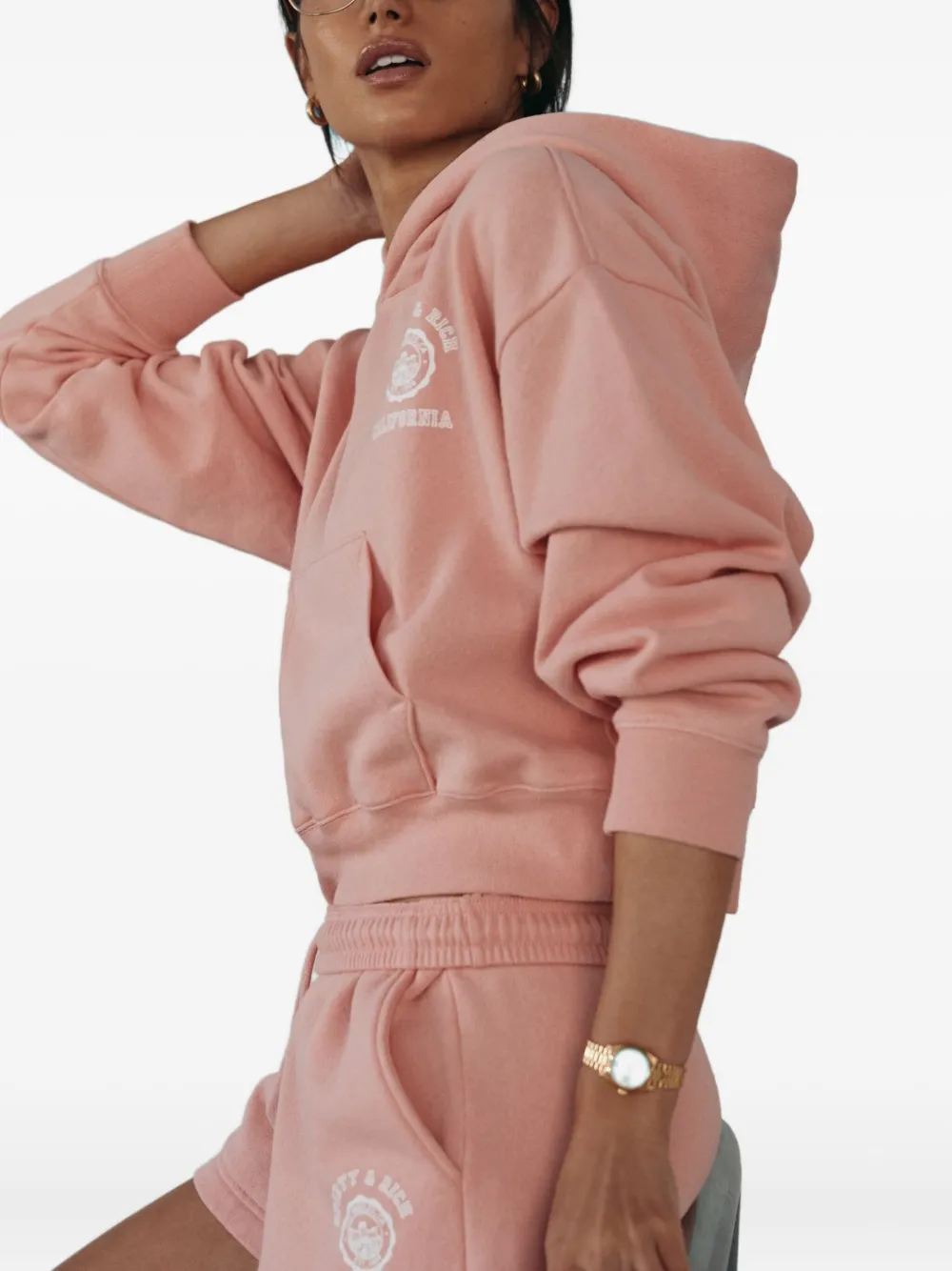 Sporty & Rich Shorts met logodetail Roze