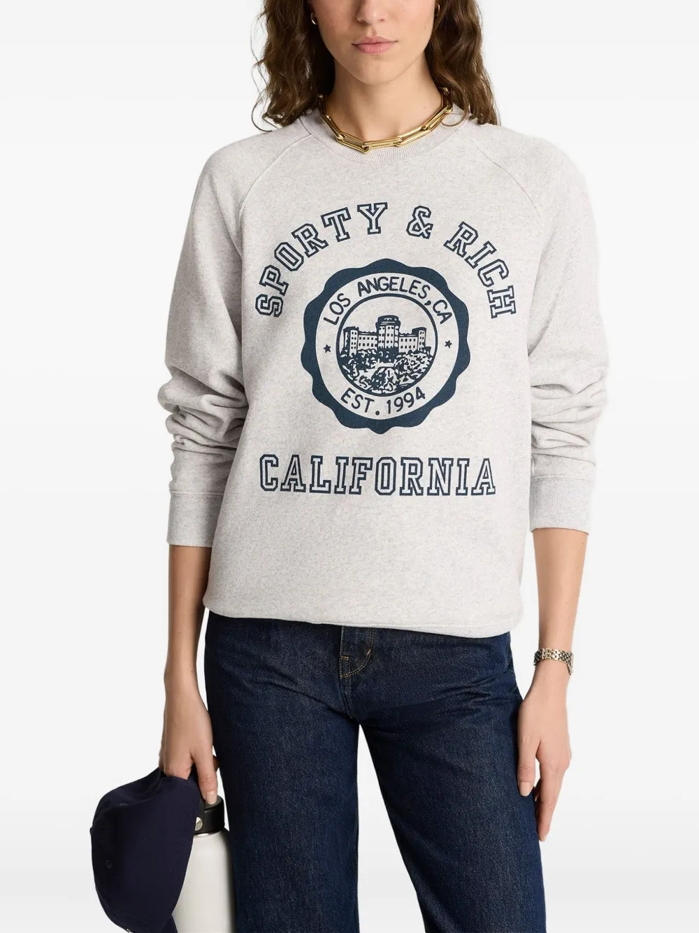 Sporty & Rich Sweater met ronde hals Grijs