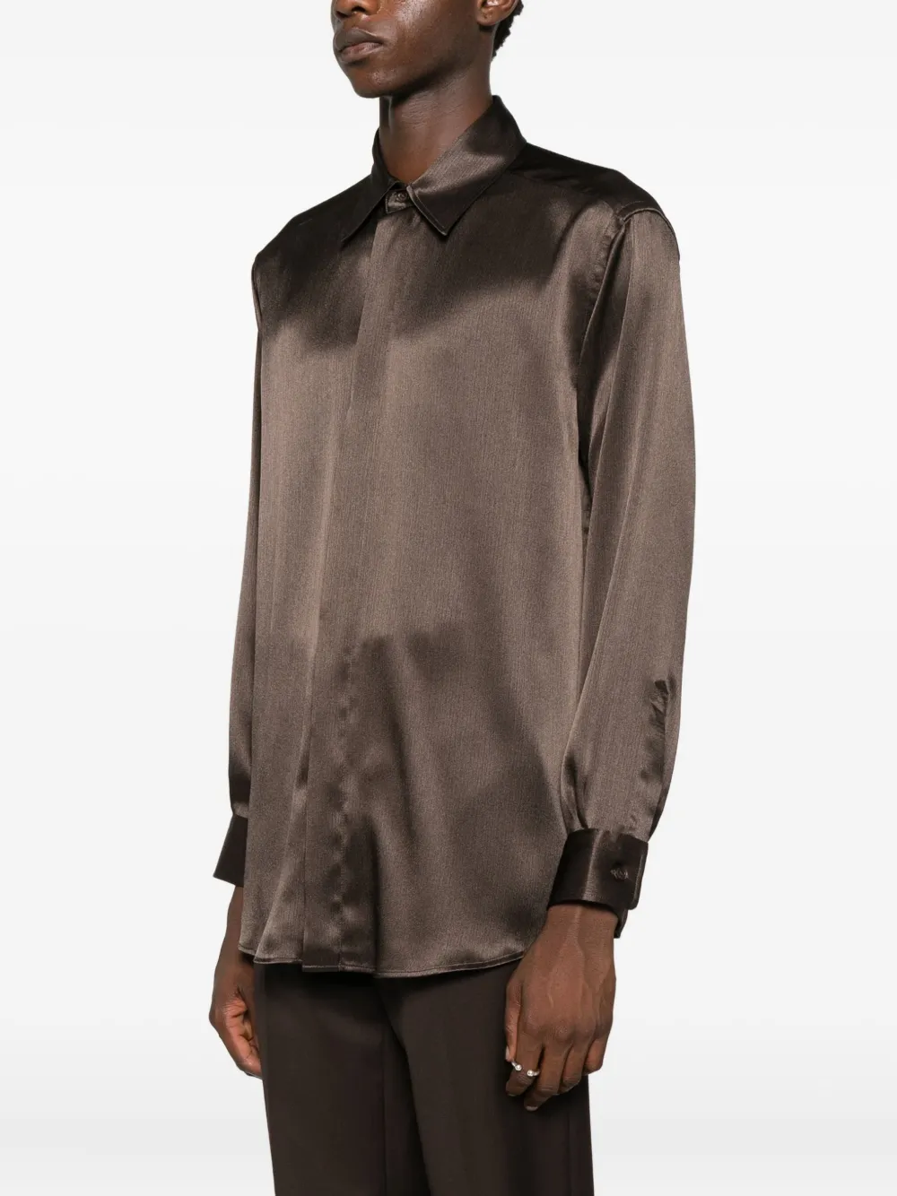 Emporio Armani Overhemd met puntige kraag Bruin