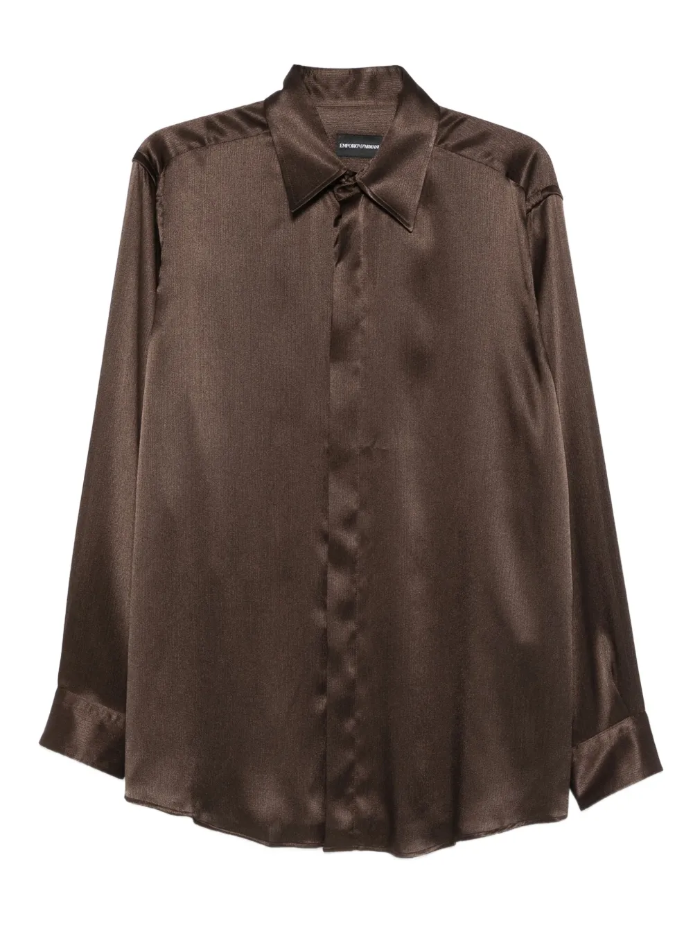 Emporio Armani camisa con cuello de pico | marrón | Image 1