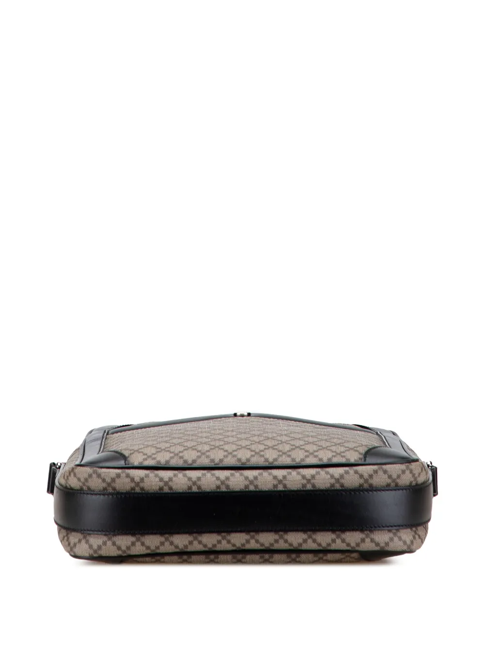 Pre-owned Gucci 2000-2015 Diamante Coated Canvas Zip Crossbody Bag In Brown