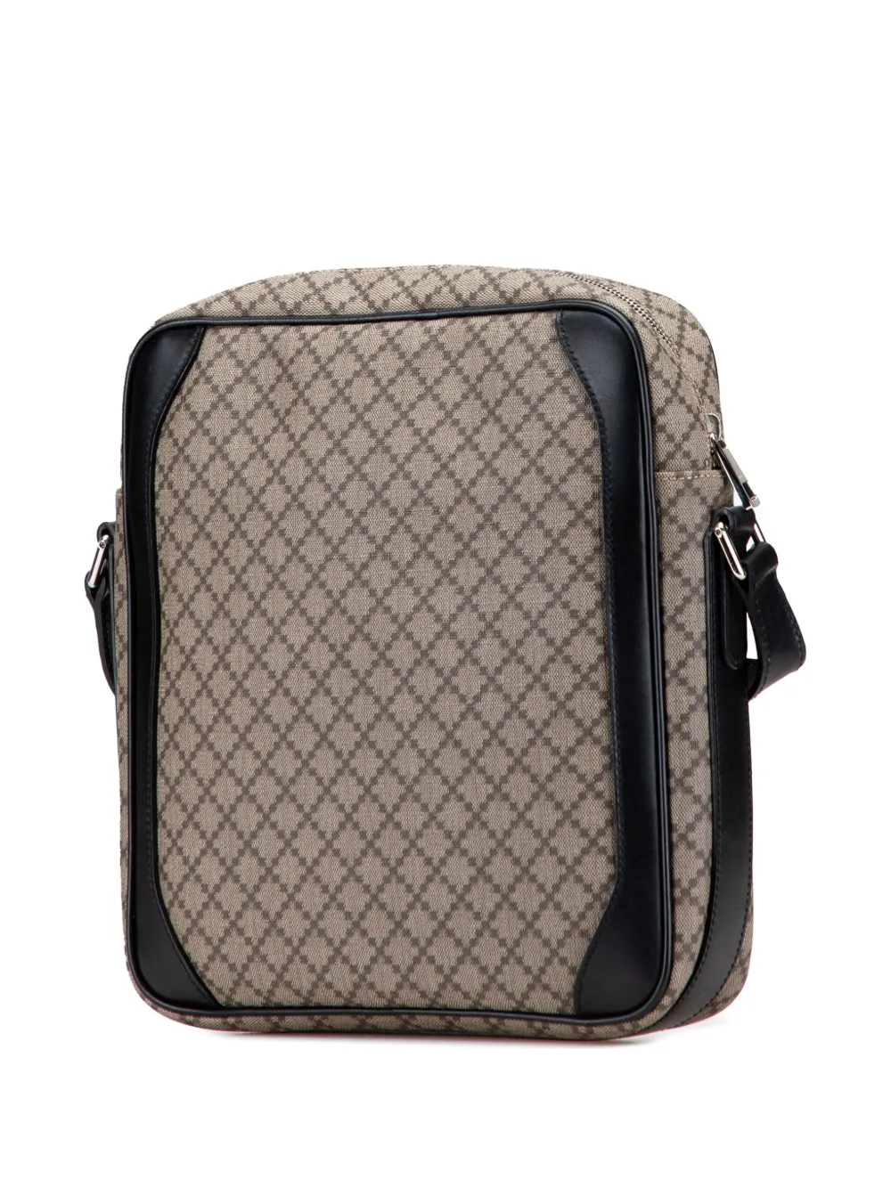 Pre-owned Gucci 2000-2015 Diamante Coated Canvas Zip Crossbody Bag In Brown