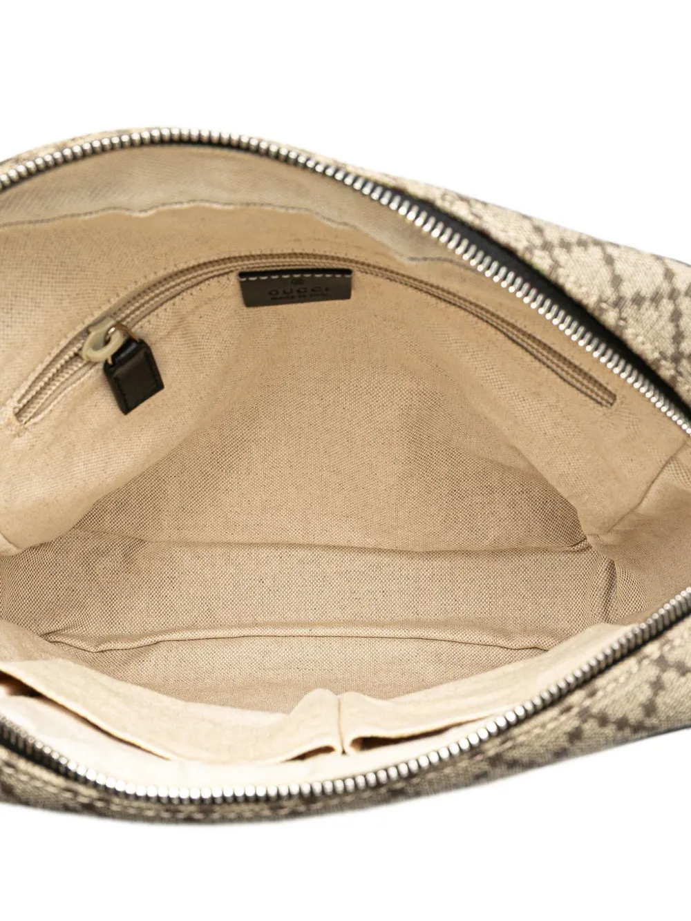 Pre-owned Gucci 2000-2015 Diamante Coated Canvas Zip Crossbody Bag In Brown