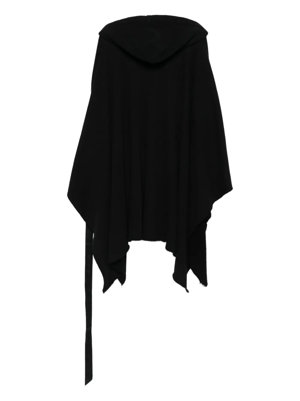 Rick Owens Drkshdw Raw-edge Drawstring Poncho Hoodie In Black