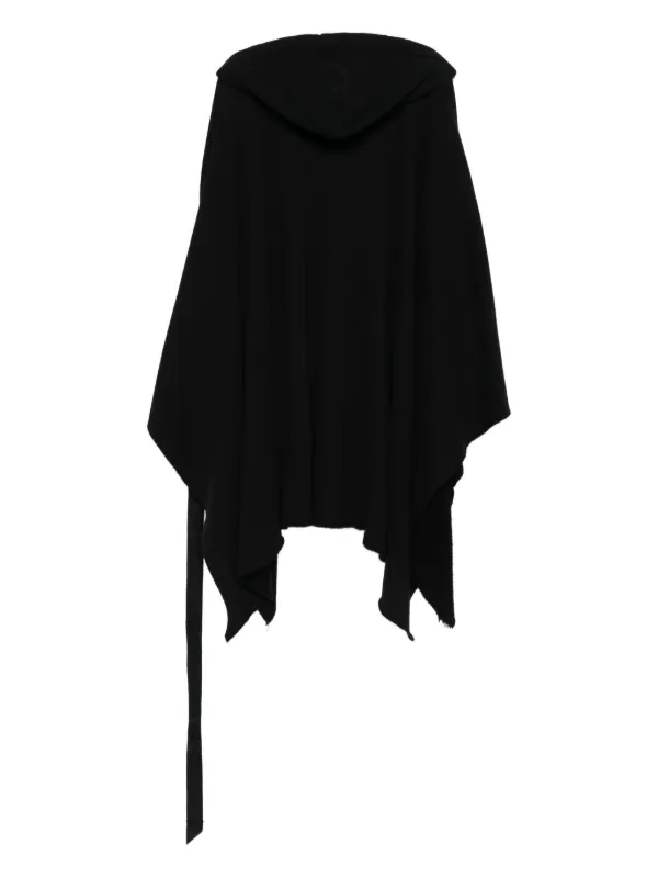 Rick Owens DRKSHDW raw-edge Drawstring Poncho Hoodie | Black