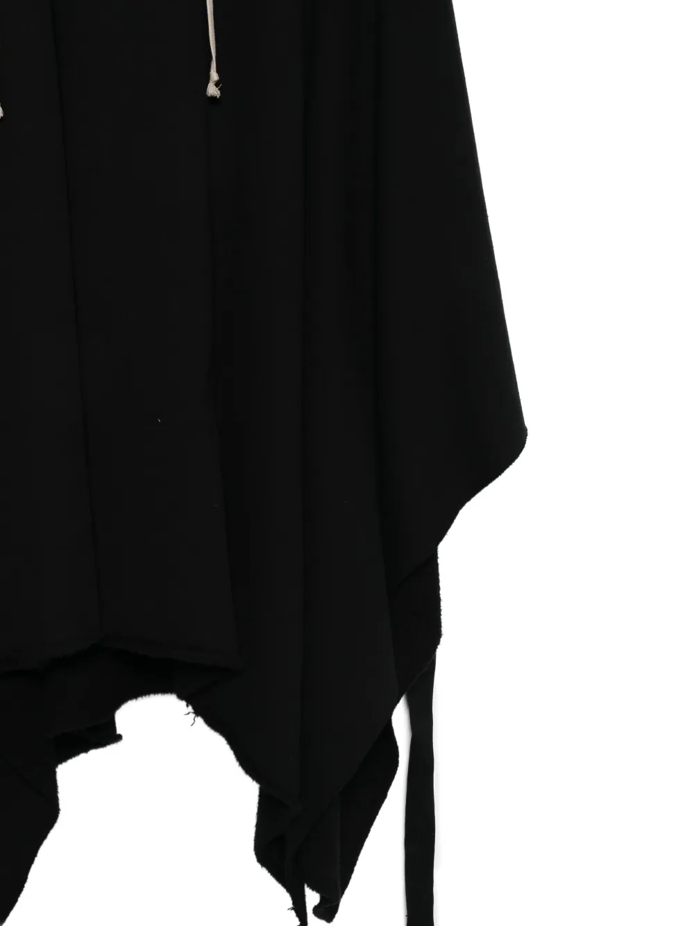 Rick Owens Drkshdw Raw-edge Drawstring Poncho Hoodie In Black