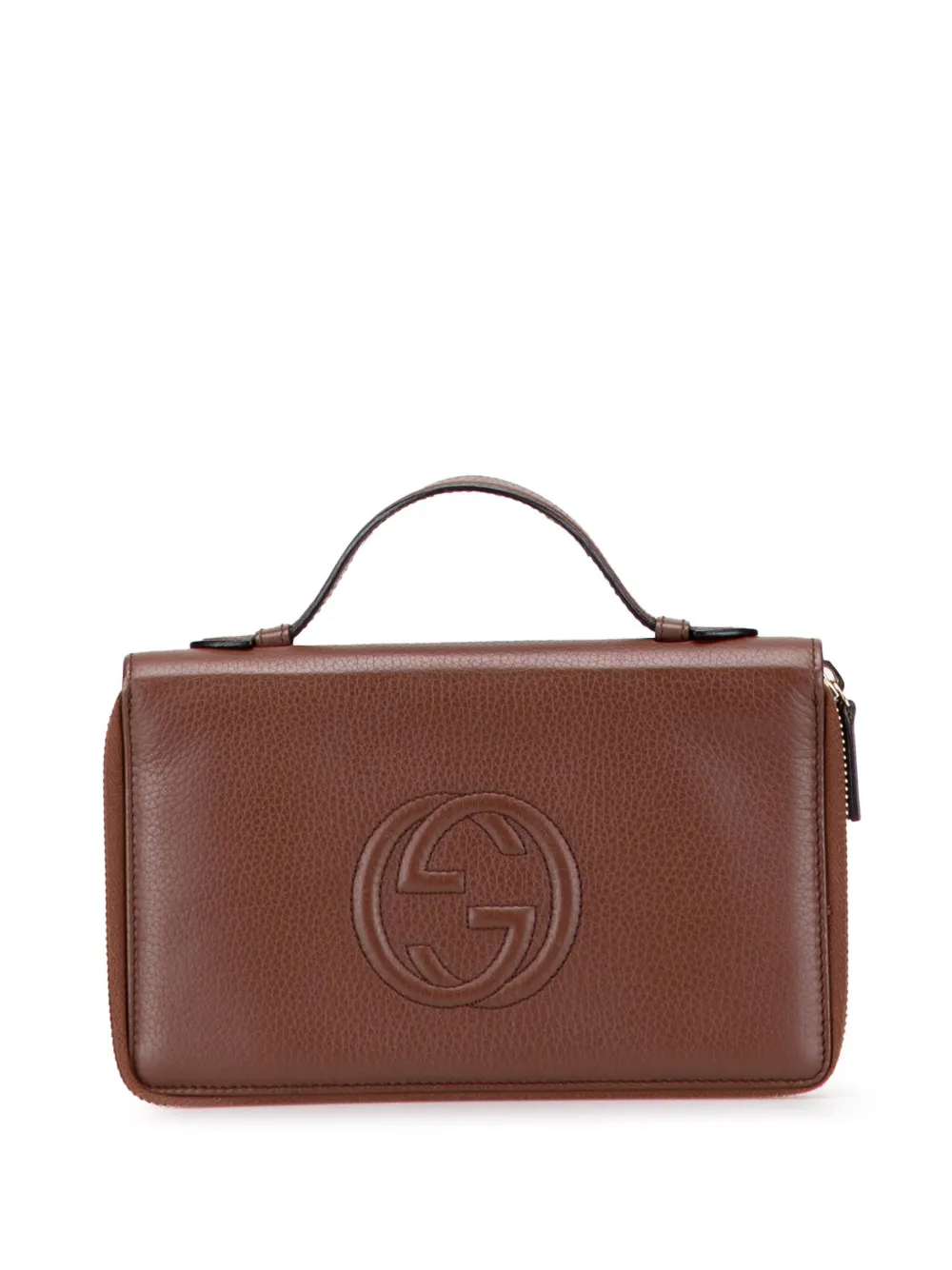 Gucci Pre-Owned 2000-2015 ペブルカーフ ソーホー トラベルドキュメントケース ハンドバッグ - ブラウン Gucci Pre-Owned 2000-2015 ペブルカーフ ソーホー トラベルドキュメントケース ハンドバッグ - ブラウン