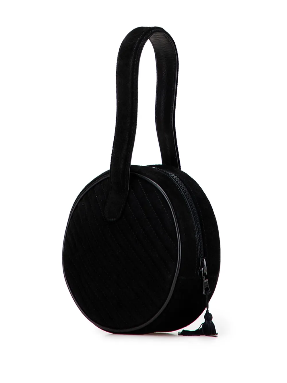 Pre-owned Celine 2008 Round Suede Tassel Handbag In Black