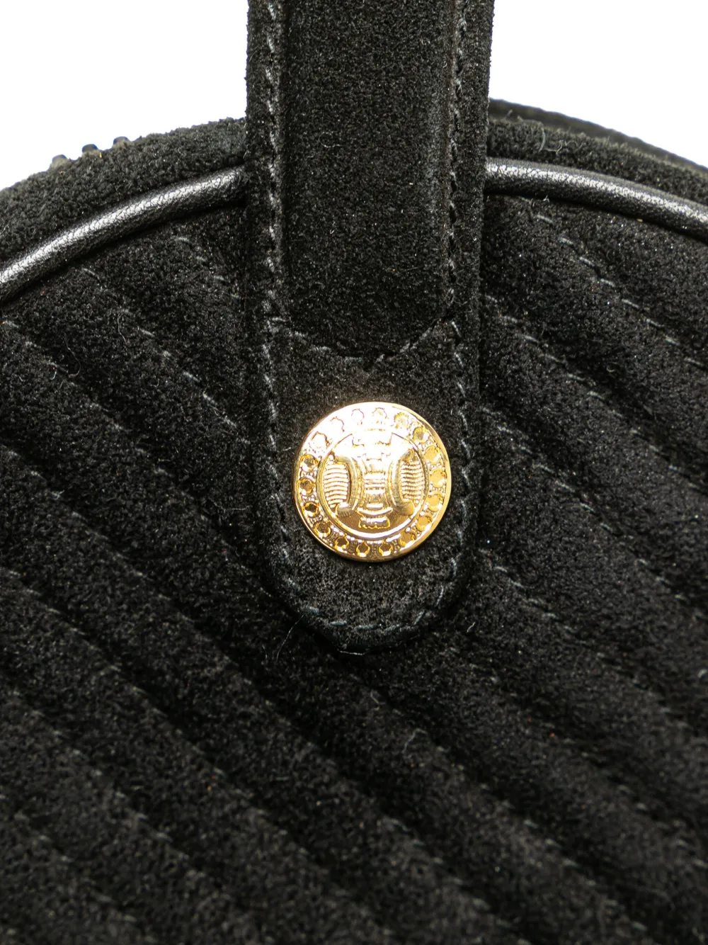 Pre-owned Celine 2008 Round Suede Tassel Handbag In Black