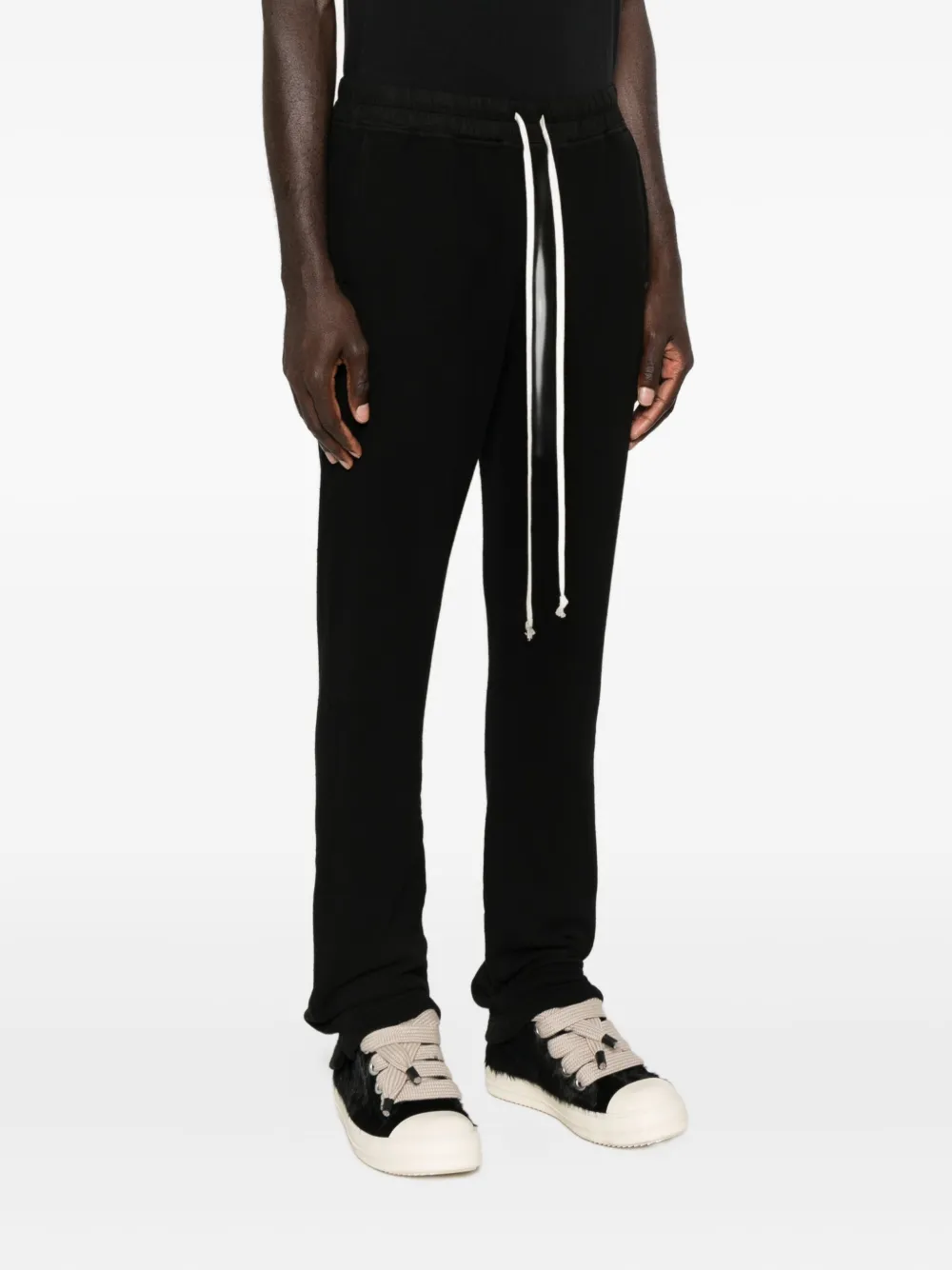 Rick Owens Drkshdw Drawstring Cotton Trousers In Black