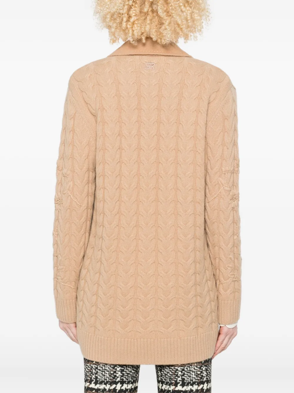 ERMANNO FIRENZE Kabelgebreid jack met dubbele rij knopen Beige