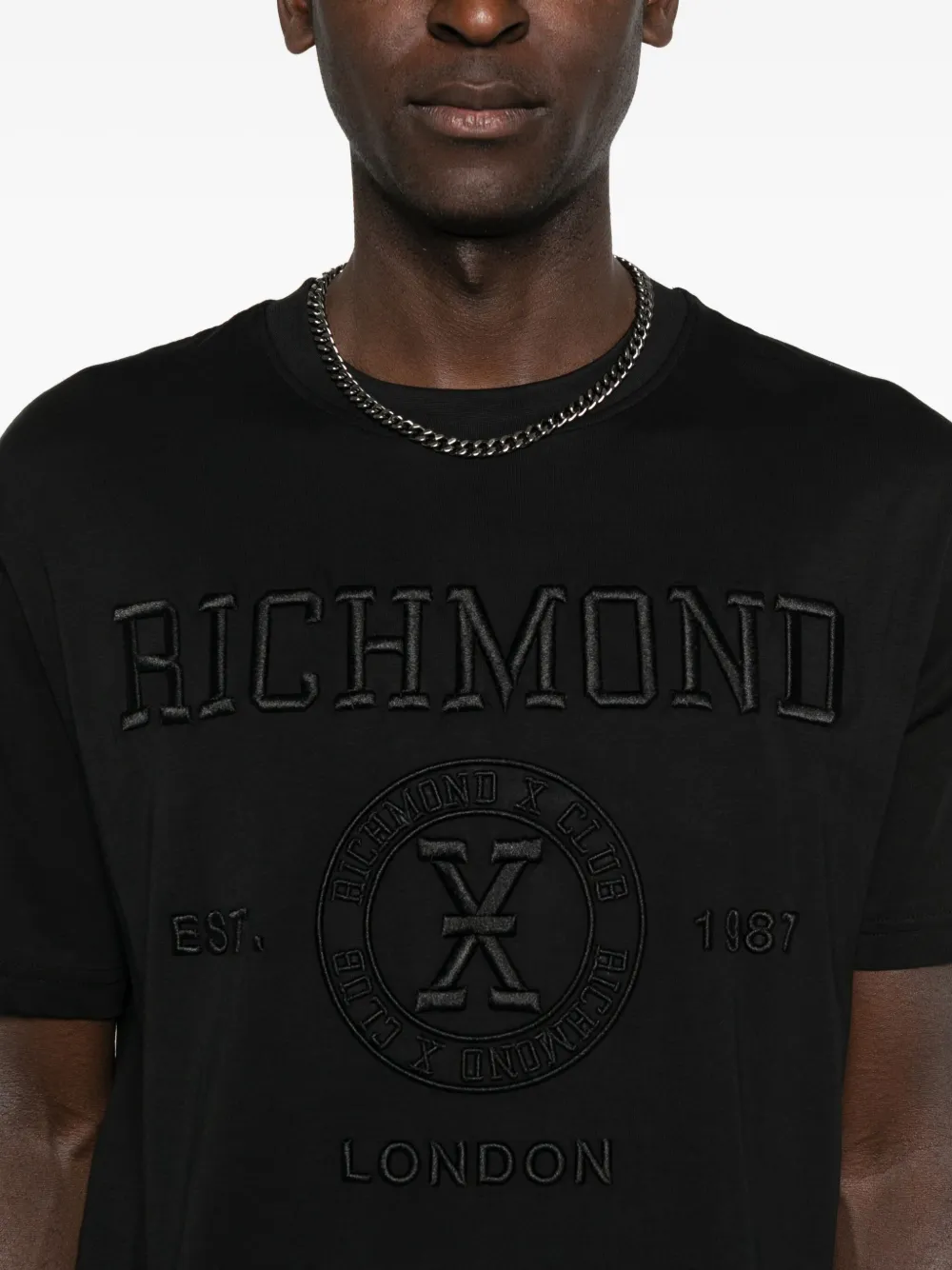 John Richmond T-shirt met geborduurd logo Zwart