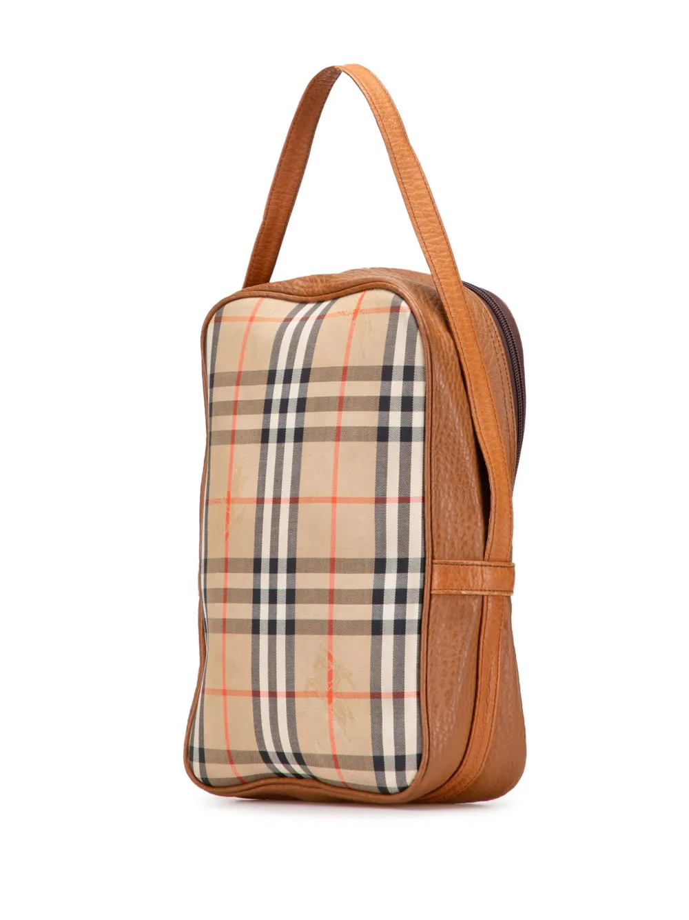 Pre-owned Burberry 20th Century Haymarket Check Canvas Handbag In Brown