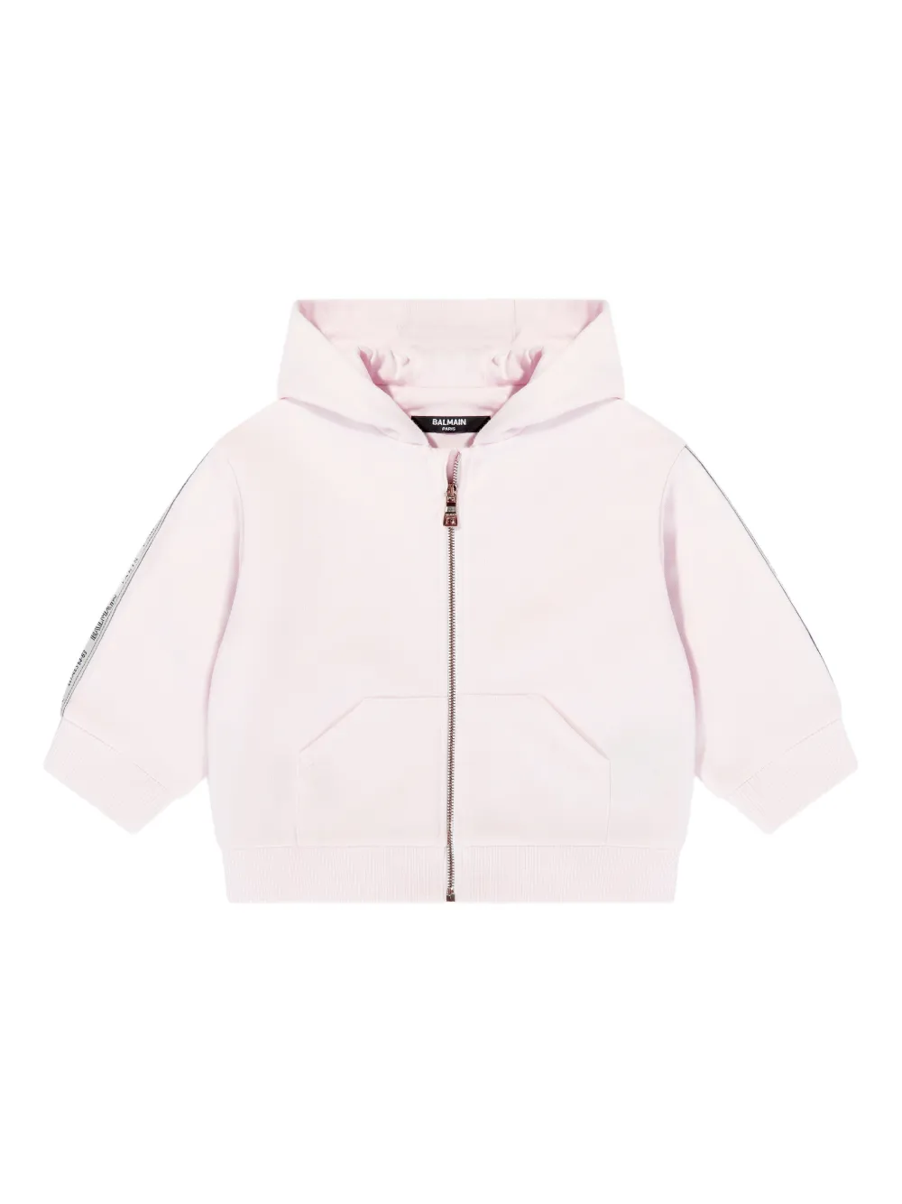 Balmain Kids logo tape zip top - Rosa