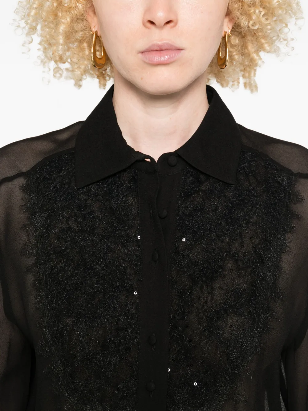 ERMANNO FIRENZE Verfraaide blouse Zwart