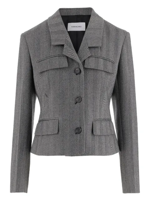 Ferragamo herringbone-pattern flap-pocket blazer