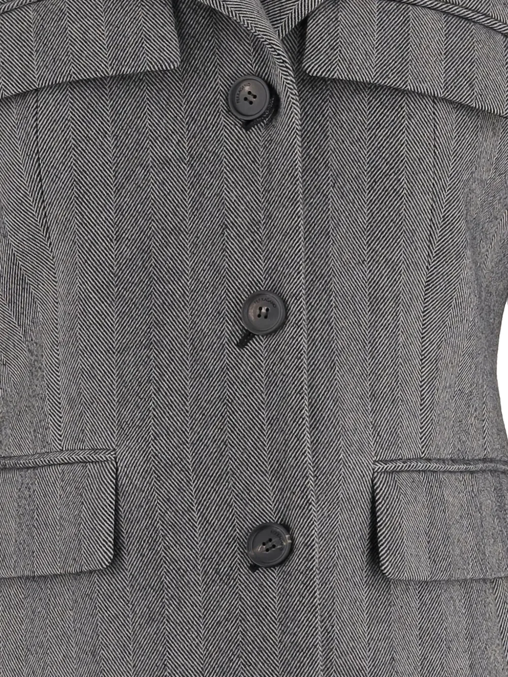 Ferragamo Herringbone-pattern Flap-pocket Blazer In Gray