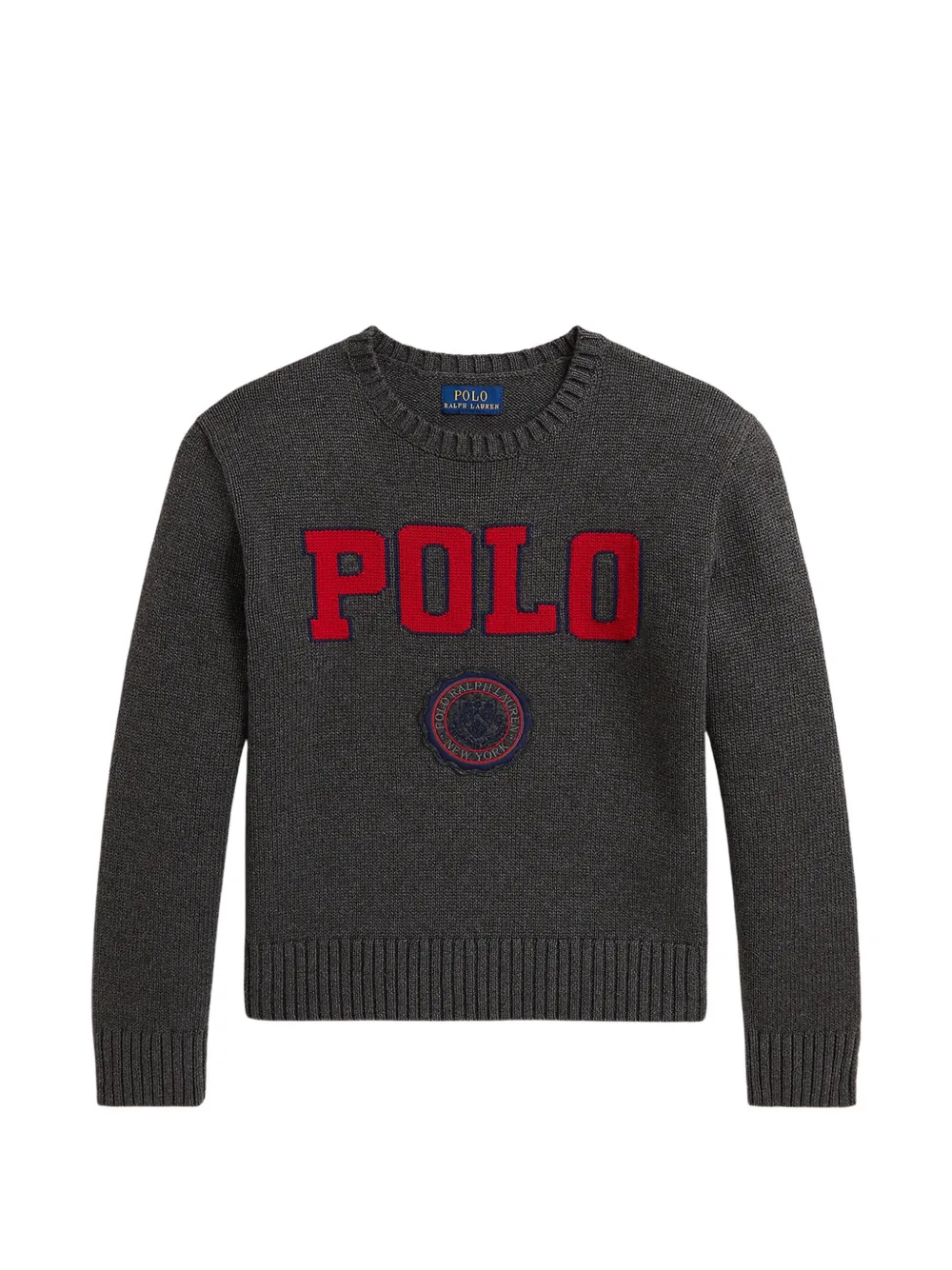 POLO RALPH LAUREN KIDS logo crew-neck sweater - Grigio