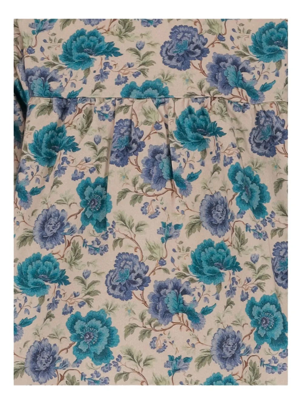 Babe And Tess Floral Cotton Blouse In Green