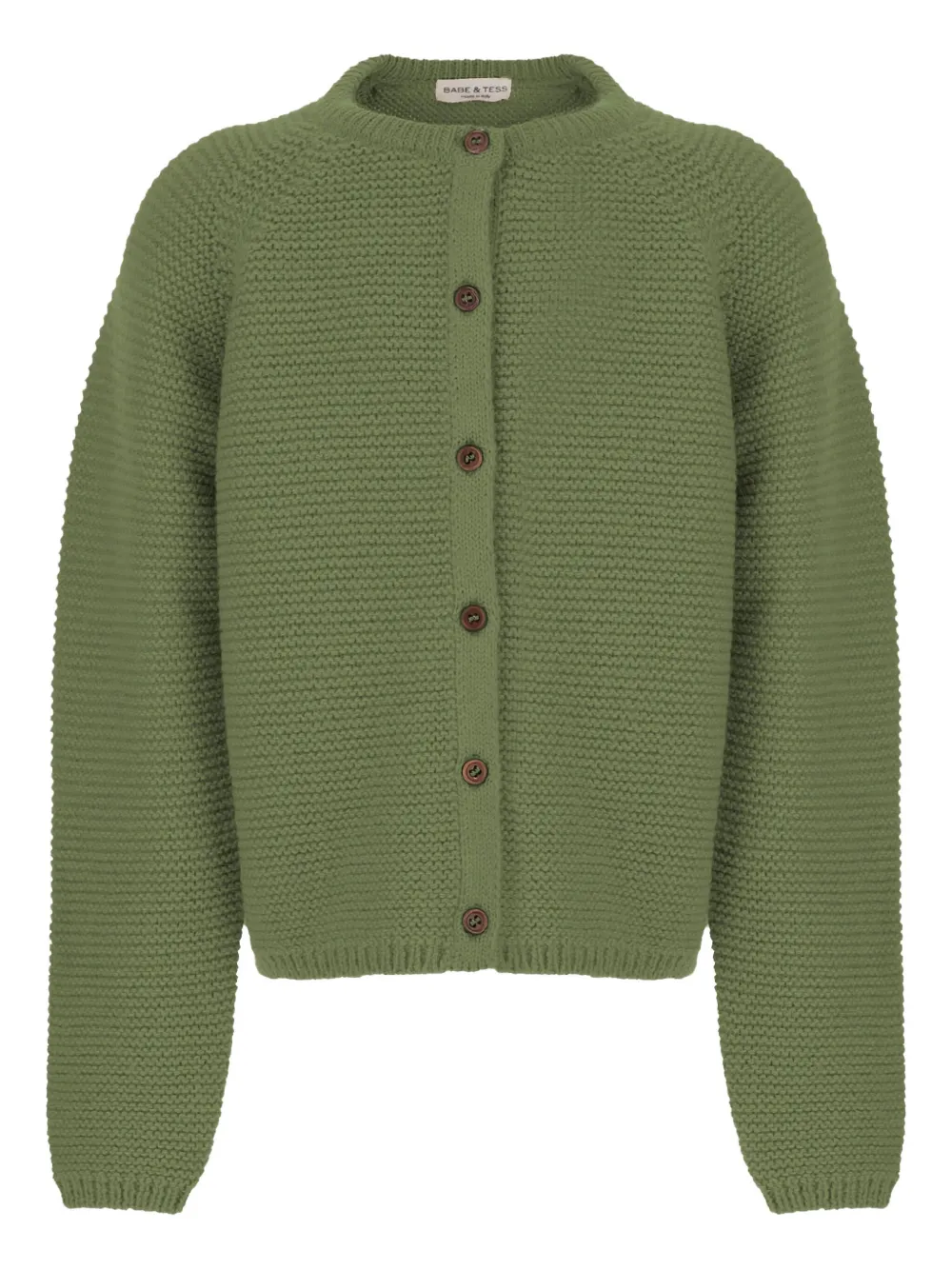 Babe And Tess Kids' Crew-neck Button Cardigan In Green