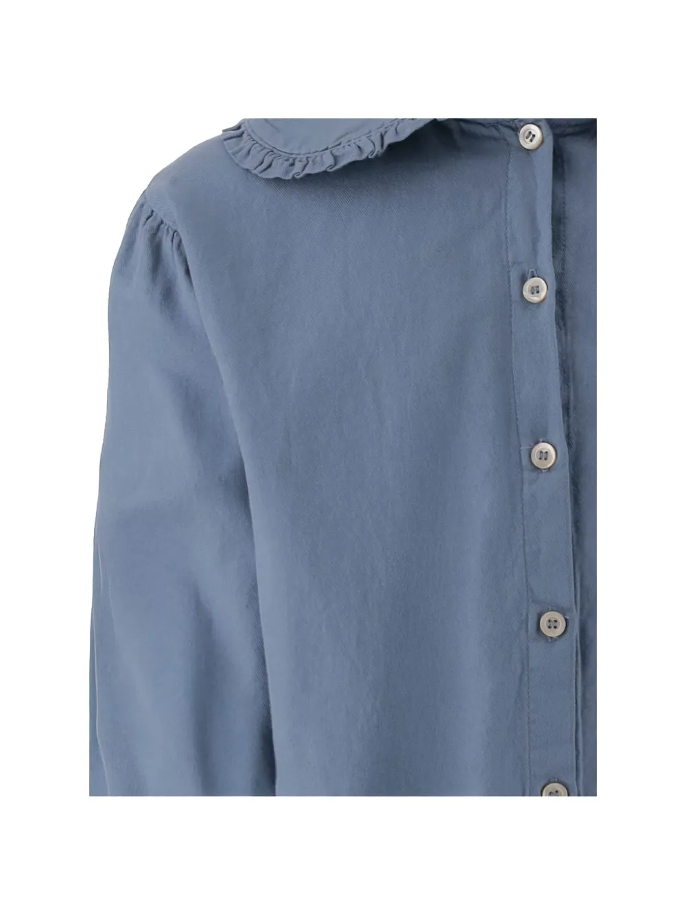 Babe And Tess Ruffled-collar Cotton Shirt In Blue