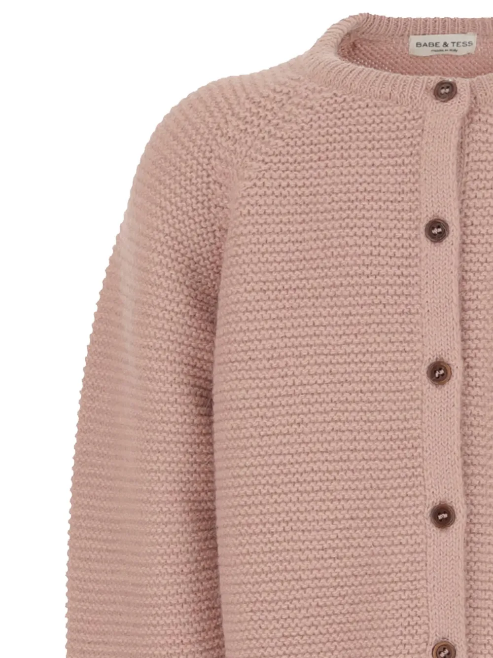 Babe And Tess Crew-neck Button Cardigan In Pink