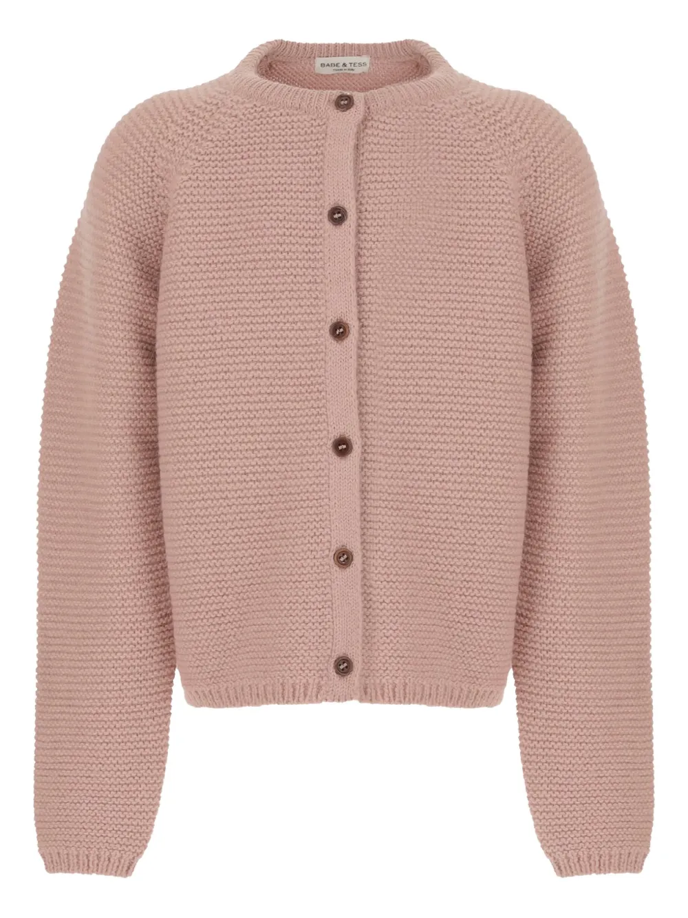 Babe And Tess Kids' Crew-neck Button Cardigan In Pink