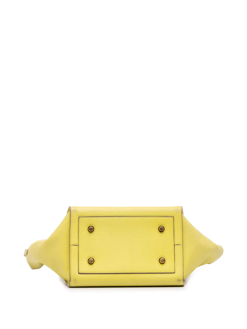 Pre-owned Celine 2014 Small Grained Calfskin Tie Tote Bag In Yellow