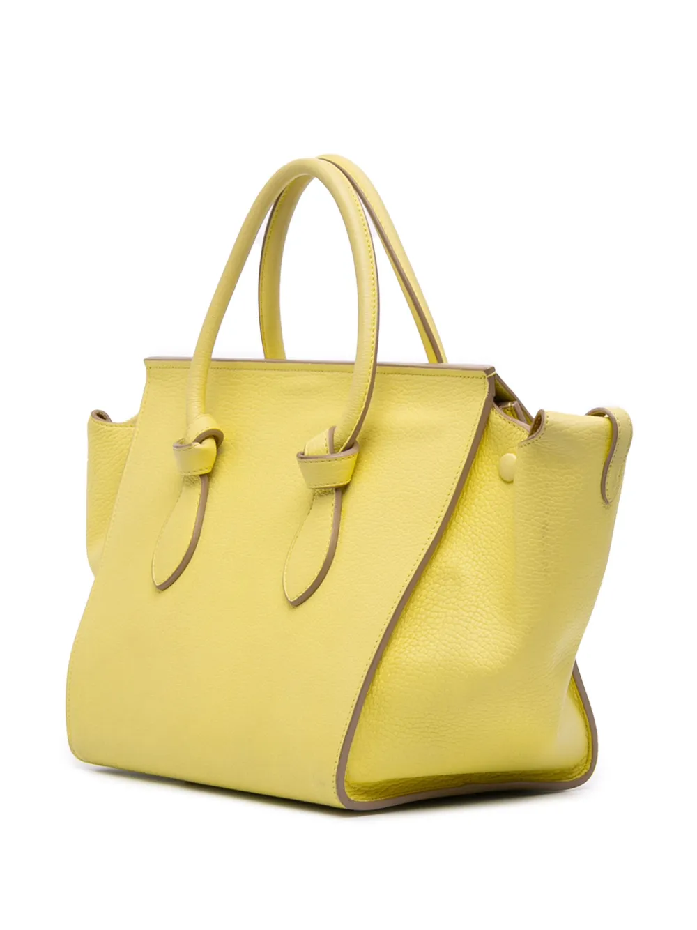 Pre-owned Celine 2014 Small Grained Calfskin Tie Tote Bag In Yellow