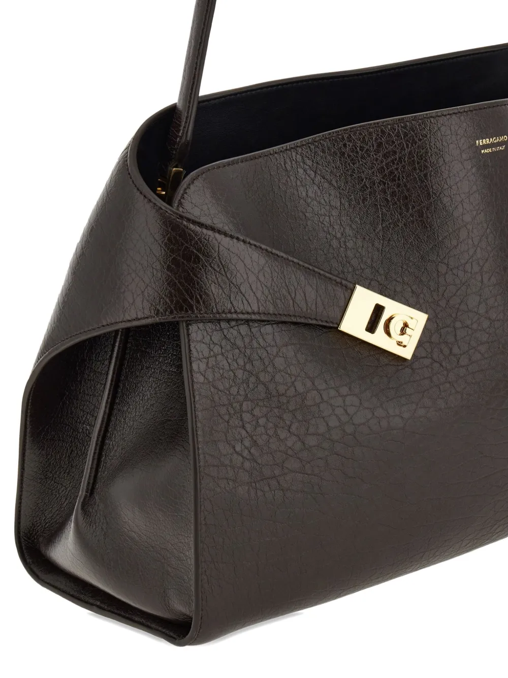 Ferragamo Medium Hug Calfskin Shoulder Bag In Black