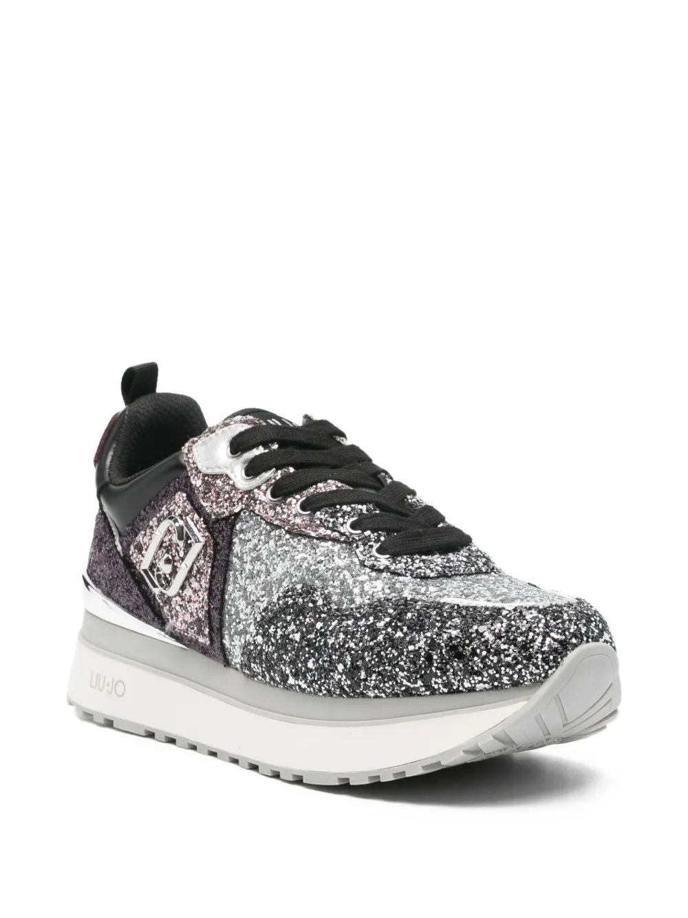 LIU JO Sneakers met logoplakkaat en glitter Zilver
